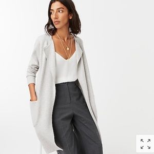 J.Crew long grey Collarless sweater blazer